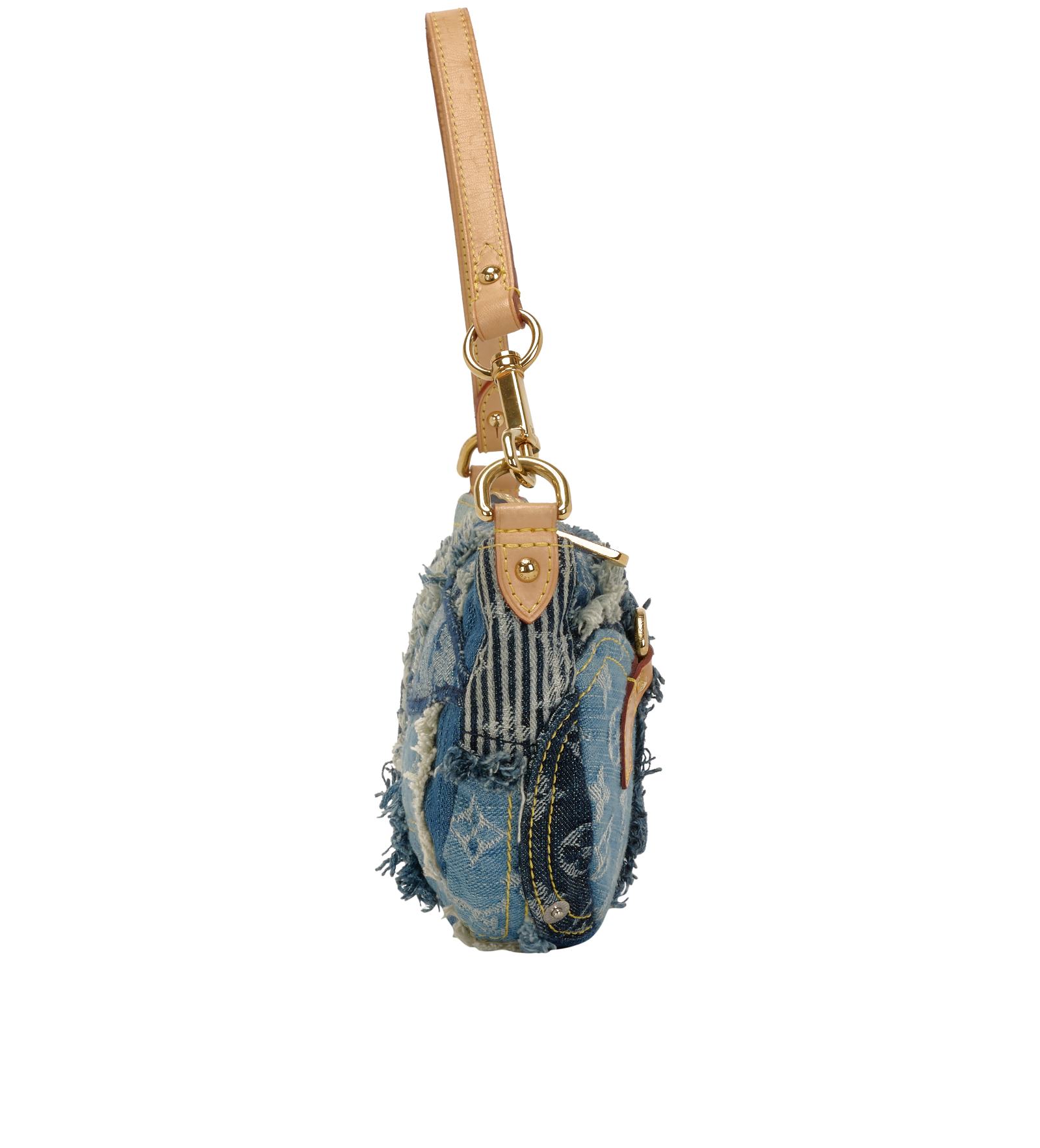 Vintage Patchwork Pouchy Shoulder Bag, &pound;1,500, Handbags, Blue, Denim, Side view